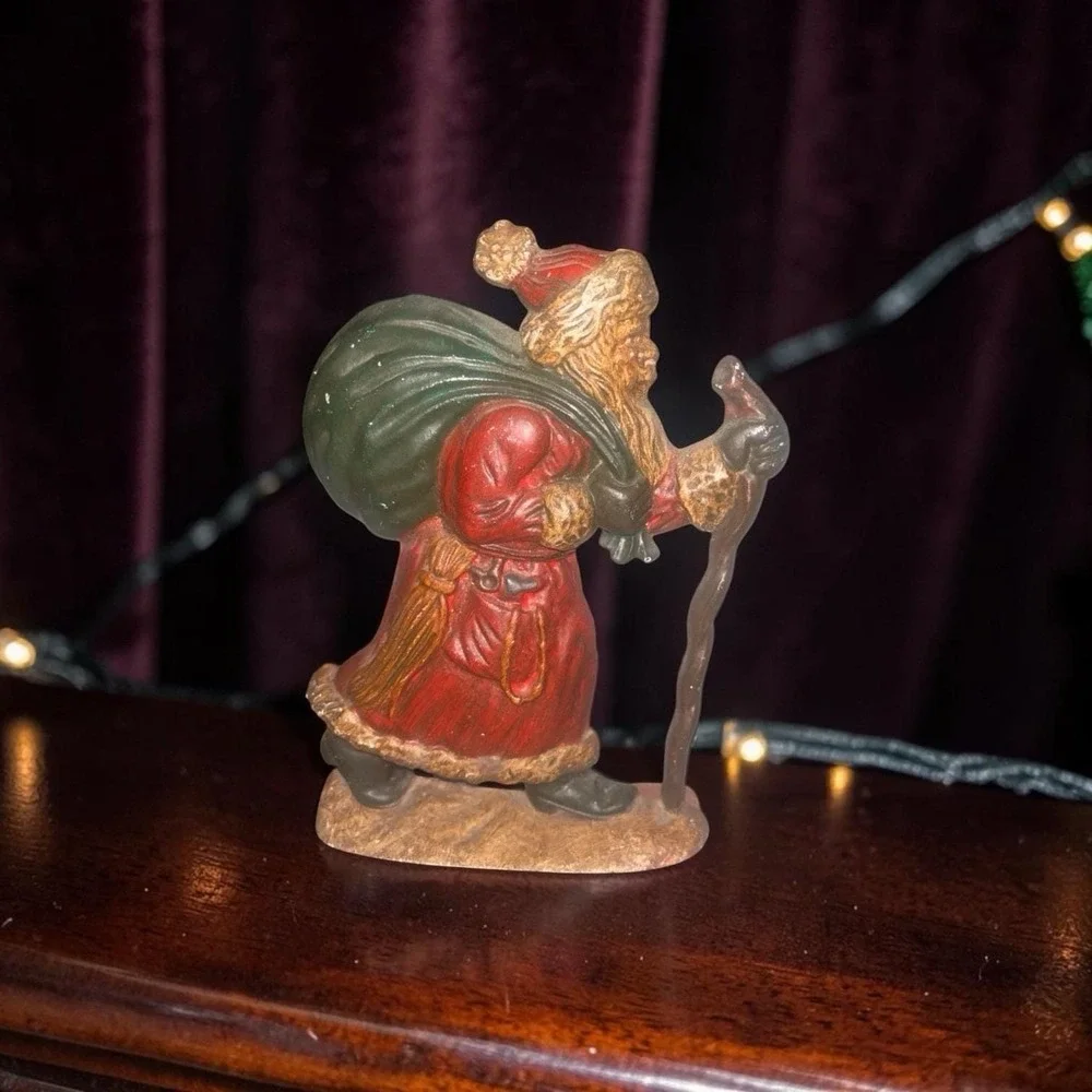Vintage Cast Iron Hand Painted Old World Santa Door Stop 10